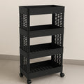 4-Layer Plastic Storage Rack with Wheels – Multi-Purpose Movable Utility Organizer Trolley