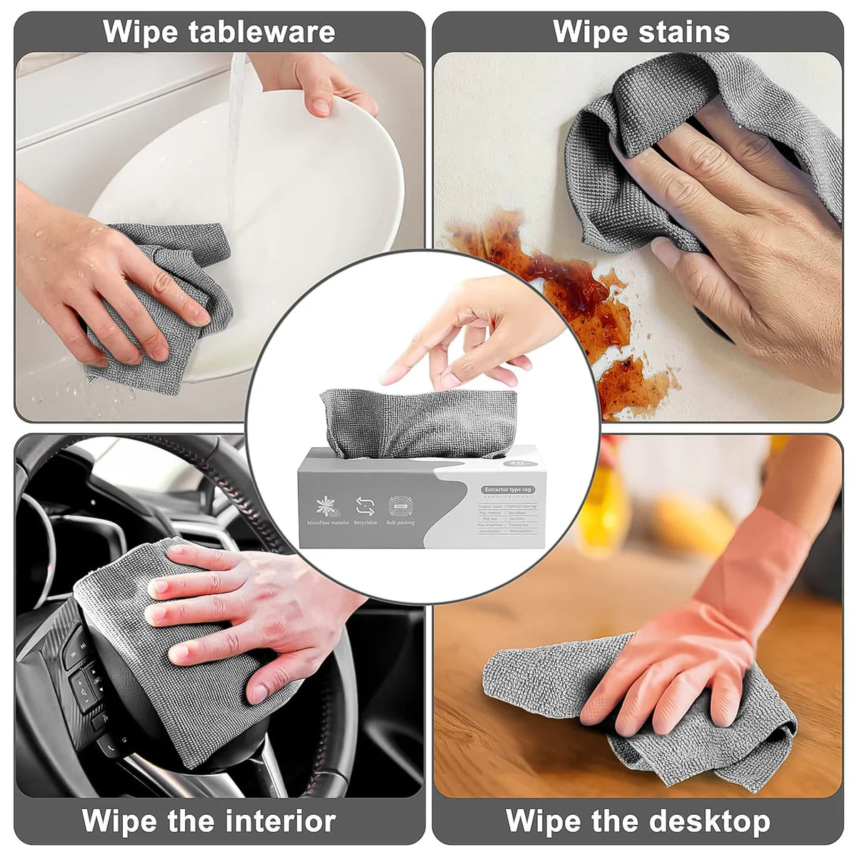 Reusable Magic Microfiber Cleaning Cloths – Thickened Multi-Surface Wipes for Kitchen, Home & Car (20 Pc)