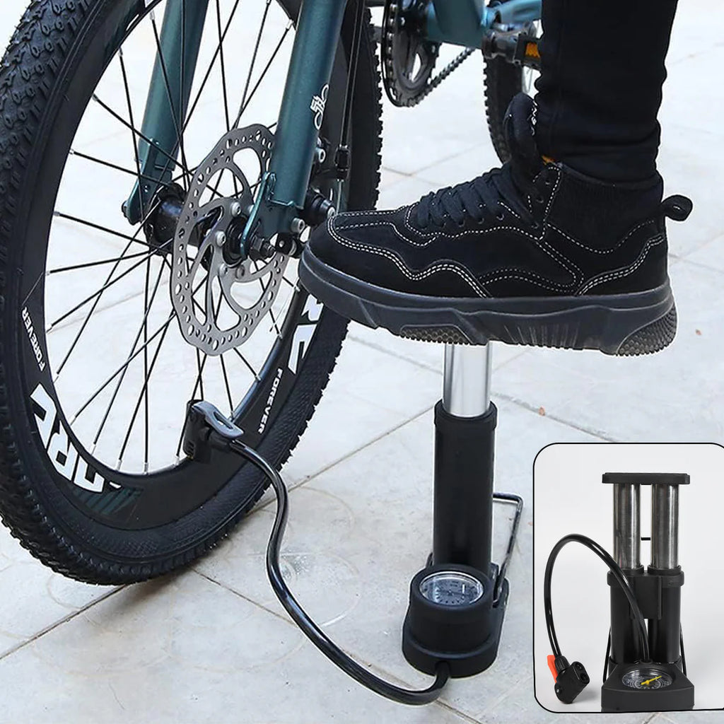 Portable Mini Bike Pump – Foot Activated Floor Pump with Gauge for Bicycle & E-Bike