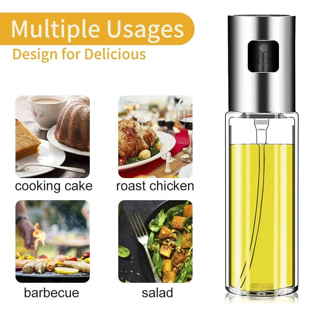 Glass Oil Sprayer Dispenser Bottle – 100ml BPA-Free Spray Bottle for Cooking, BBQ & Kitchen Use