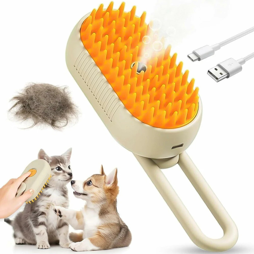Electric Steam Pet Grooming Brush – Hair Removal Massage Comb for Cats & Dogs