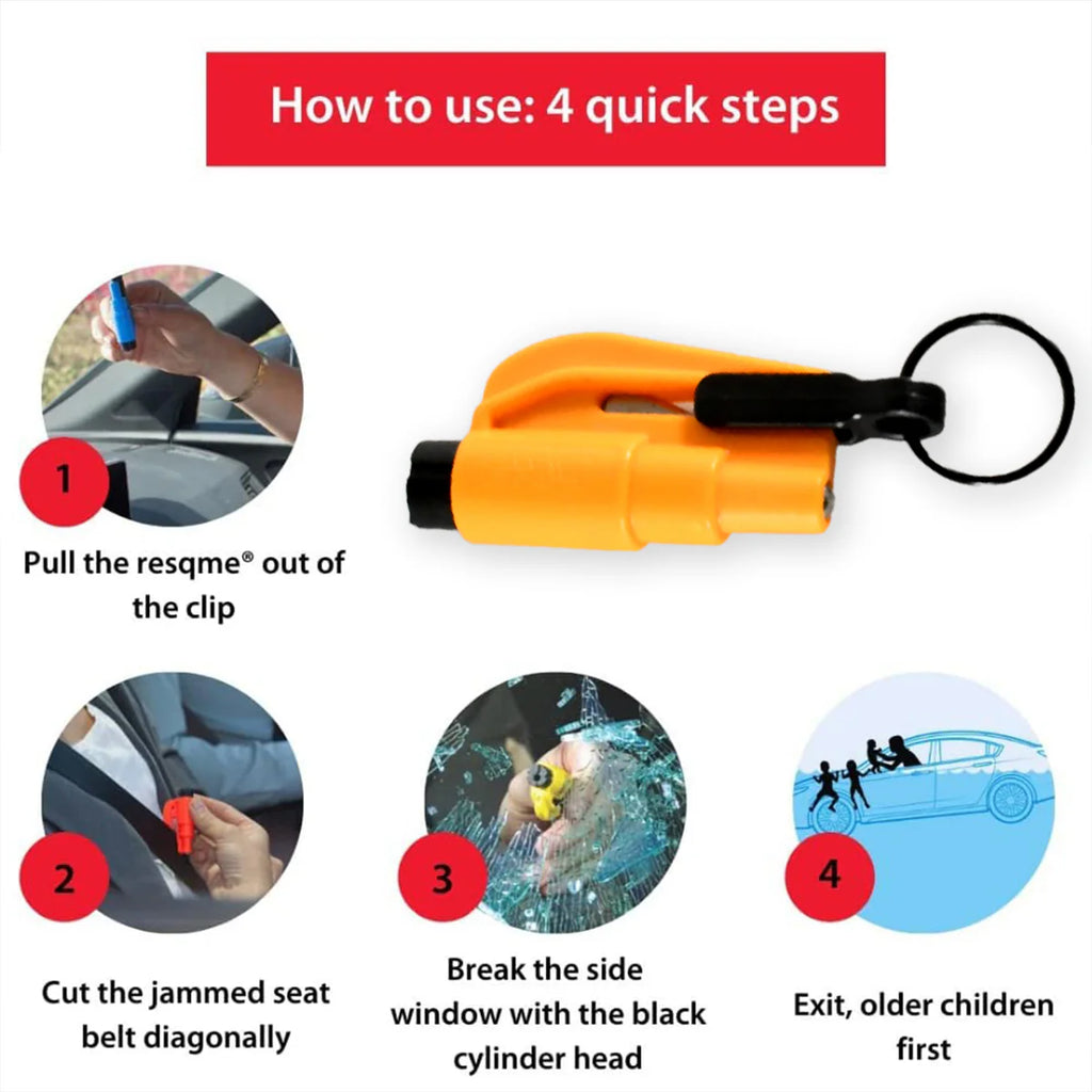 2-in-1 Emergency Safety Cutter Keychain – Glass Breaker & Seat Belt Cutter