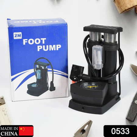 Portable Mini Bike Pump – Foot Activated Floor Pump with Gauge for Bicycle & E-Bike