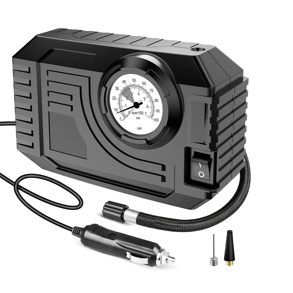 Tire Inflator Portable Air Compressor 12V – Small Air Pump for Car, Bike & Inflatables with LED Light