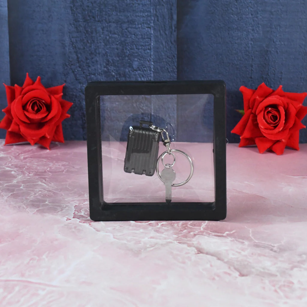 Suitcase Shape Nail Clipper Keychain with 3D Floating Frame Display Case (1 Set)