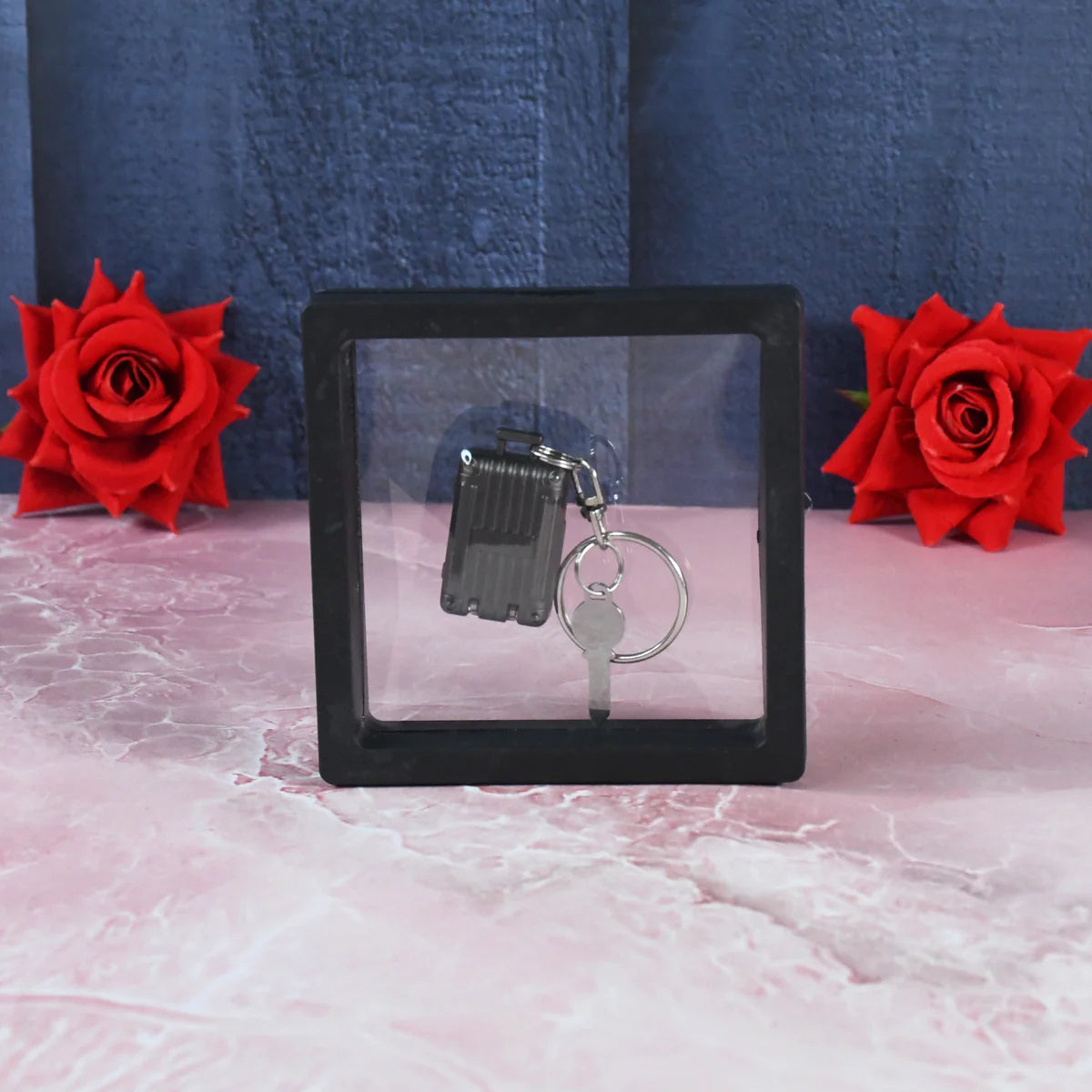 Suitcase Shape Nail Clipper Keychain with 3D Floating Frame Display Case (1 Set)
