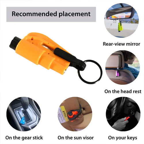 2-in-1 Emergency Safety Cutter Keychain – Glass Breaker & Seat Belt Cutter