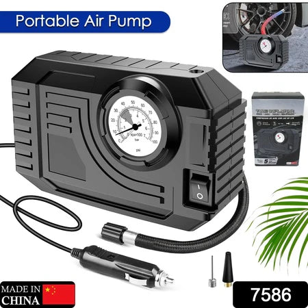 Tire Inflator Portable Air Compressor 12V – Small Air Pump for Car, Bike & Inflatables with LED Light